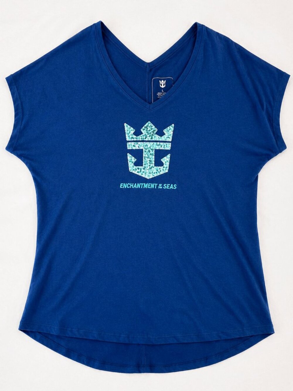Royal Caribbean Enchantment of the Seas Blue V Neck Tee Womens L